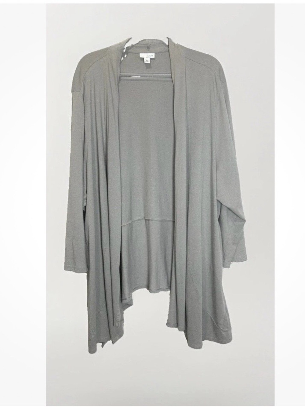J. Jill Pure Cardigan 3X Gray Cotton Modal Slub Knit Open Front coastal light